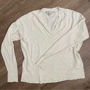 Athleta‎ Retreat Silk & Cashmere Cream V-Neck Sweater